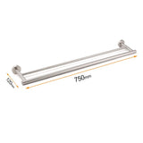 Darrahopens Home & Garden > Bathroom Accessories > Shower Accessories Brushed Nickel 750mm Double Towel Rack Rail Holder Round Hanger Bar Wall Mounted