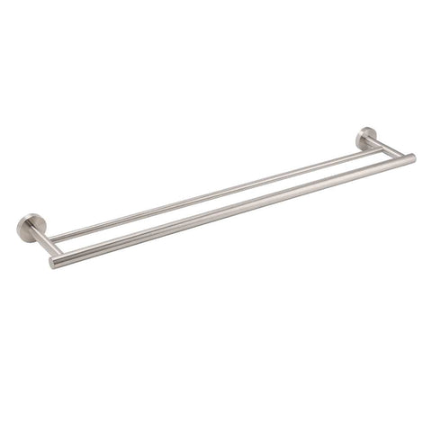 Darrahopens Home & Garden > Bathroom Accessories > Shower Accessories Brushed Nickel 750mm Double Towel Rack Rail Holder Round Hanger Bar Wall Mounted
