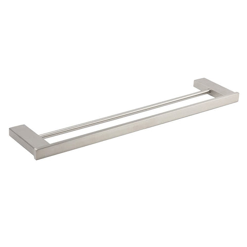 Darrahopens Home & Garden > Bathroom Accessories > Shower Accessories Brushed Nickel Square Towel Rail Rack 600mm Double Hanger Holder Bar Bathroom