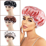Darrahopens Home & Garden > Bathroom Accessories > Shower Accessories Double Layer Waterproof Shower Cap for Women & Girls – Reusable, Elastic & Comfortable with Print (Pink)