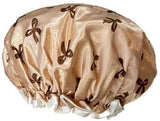 Darrahopens Home & Garden > Bathroom Accessories > Shower Accessories Double Layer Waterproof Shower Cap for Women & Girls – Reusable, Stretchy & Comfortable with Print (Gold)