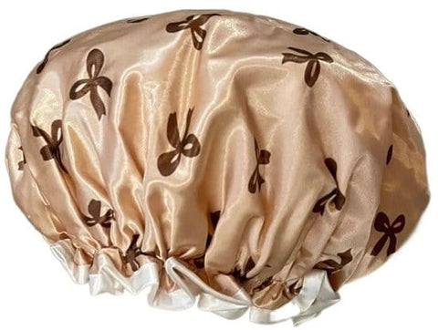 Darrahopens Home & Garden > Bathroom Accessories > Shower Accessories Double Layer Waterproof Shower Cap for Women & Girls – Reusable, Stretchy & Comfortable with Print (Gold)