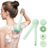 Darrahopens Home & Garden > Bathroom Accessories > Shower Accessories Electric Body Brush with Dual Handles – Waterproof Rotating Bath Scrubber, 3 Replaceable Heads, USB-C Charging, 2 Speeds(Green)