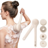 Darrahopens Home & Garden > Bathroom Accessories > Shower Accessories Electric Body Brush with Dual Handles – Waterproof Rotating Bath Scrubber, 3 Replaceable Heads, USB-C Charging, 2 Speeds(Milk coffee)