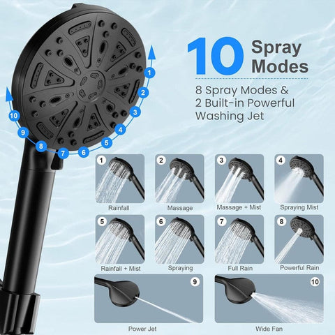 Darrahopens Home & Garden > Bathroom Accessories > Shower Accessories Filtered Shower Head with Handheld, High Pressure 8 Spray Showerhead with Filters & Upgraded Detachable Shower Head, Water Softener Filters Beads for Hard Water -Remove Chlorine Black