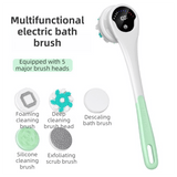 Darrahopens Home & Garden > Bathroom Accessories > Shower Accessories Green Electric 360°Rotating Shower Brush with Long Handle for Back Scrubbing(43CM) - IPX7 Waterproof & Premium Silicone & PA Bristles