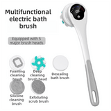 Darrahopens Home & Garden > Bathroom Accessories > Shower Accessories Grey Electric 360°Rotating Shower Brush with Long Handle for Back Scrubbing(43CM) - IPX7 Waterproof & Premium Silicone & PA Bristles