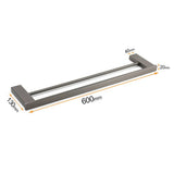 Darrahopens Home & Garden > Bathroom Accessories > Shower Accessories Gun Metal Grey Square Strong Towel Rail Rack 600mm Double Hanger Holder Bar Kit
