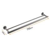 Darrahopens Home & Garden > Bathroom Accessories > Shower Accessories Gun Metal Stainless Steel 750mm Double Towel Rack Rail Holder Round Hanger Bar
