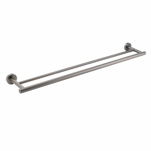 Darrahopens Home & Garden > Bathroom Accessories > Shower Accessories Gun Metal Stainless Steel 750mm Double Towel Rack Rail Holder Round Hanger Bar