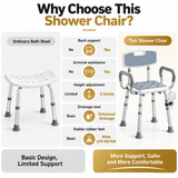 Darrahopens Home & Garden > Bathroom Accessories > Shower Accessories Height Adjustable Shower Chair with Arms & Back, Aluminium Bathroom Seat, 136kg Capacity In Australia - Darrahopens