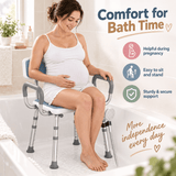 Darrahopens Home & Garden > Bathroom Accessories > Shower Accessories Height Adjustable Shower Chair with Arms & Back, Aluminium Bathroom Seat, 136kg Capacity In Australia - Darrahopens