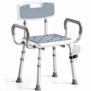 Height Adjustable Shower Chair with Arms & Back, Aluminium Bathroom Seat, 136kg Capacity In Australia - Darrahopens