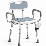 Height Adjustable Shower Chair with Arms & Back, Aluminium Bathroom Seat, 136kg Capacity In Australia - Darrahopens