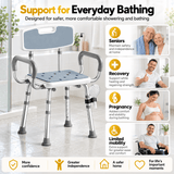 Darrahopens Home & Garden > Bathroom Accessories > Shower Accessories Height Adjustable Shower Chair with Arms & Back, Aluminium Bathroom Seat, 136kg Capacity In Australia - Darrahopens