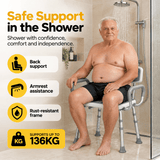 Darrahopens Home & Garden > Bathroom Accessories > Shower Accessories Height Adjustable Shower Chair with Arms & Back, Aluminium Bathroom Seat, 136kg Capacity In Australia - Darrahopens