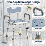 Height Adjustable Shower Chair with Arms & Back, Aluminium Bathroom Seat, 136kg Capacity In Australia - Darrahopens