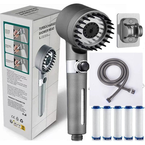 Darrahopens Home & Garden > Bathroom Accessories > Shower Accessories High Pressure Filtered Shower Head - 3 Spray Modes Shower head with Handheld, Detachable Showerhead with 5 Replaceable Water Softener Filters for Hard Water | Shower with 75" Anti-Burst Hose