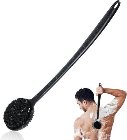 Darrahopens Home & Garden > Bathroom Accessories > Shower Accessories Long Handle Shower Brush - Double-Sided Shower Brush - Cleansing Brush - Back Brush - Rich Foam - Can Be Used for Shower Scrub and Massage - Long Back Cleansing Brush for Men