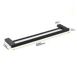 Darrahopens Home & Garden > Bathroom Accessories > Shower Accessories Matt Black Cubic Square 600mm Double Towel Rail Rack Hanger Holder Bar Wall Kit