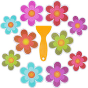 Darrahopens Home & Garden > Bathroom Accessories > Shower Accessories Pack Of 10 Waterproof Non-Slip Shower Stickers With Premium Scraper (Flower Design, Size 9.5 X 9.5 Cm)