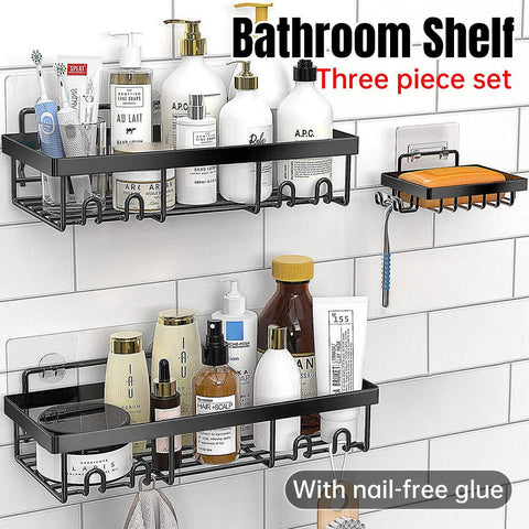 Darrahopens Home & Garden > Bathroom Accessories > Shower Accessories Perforation Free Bathroom Shelf Space Saving Storage Rack Organizer for Home Use