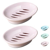 Darrahopens Home & Garden > Bathroom Accessories > Shower Accessories Pink Plastic Soap Dish Holder with Drip Tray, 2-pack, Non-slip Easy-Clean Soap Saver Cups