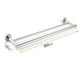 Darrahopens Home & Garden > Bathroom Accessories > Shower Accessories Polished Chrome 600mm Double Towel Rack Holder Stainless Steel Hanger Rail Kit