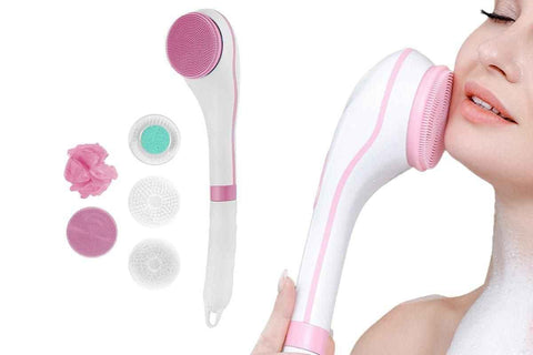 Darrahopens Home & Garden > Bathroom Accessories > Shower Accessories Rechargeable Body Brush Kit with Long Handle -Pink