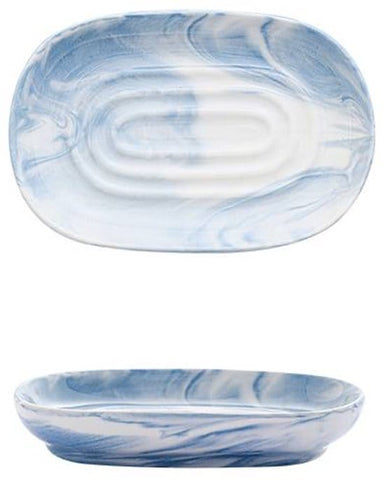 Darrahopens Home & Garden > Bathroom Accessories > Shower Accessories Soap dish - Ceramic soap dish - Non-slip marble soap dish - Bathroom soap holder - Suitable for bathroom, shower, kitchen and travel - Blue