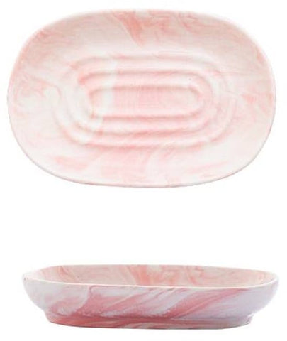 Darrahopens Home & Garden > Bathroom Accessories > Shower Accessories Soap Dish - Ceramic Soap Dish - Non-slip Marble Soap Dish - Bathroom Soap Holder - Suitable for Bathroom, Shower, Kitchen, and Travel - Pink