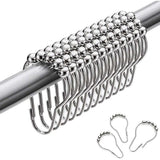 Darrahopens Home & Garden > Bathroom Accessories > Shower Accessories Stainless Steel Shower Rings, 12 Pieces Shower Curtain Hooks Small S Hooks For Bathroom Shower ROd (Silver)