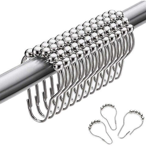 Darrahopens Home & Garden > Bathroom Accessories > Shower Accessories Stainless Steel Shower Rings, 12 Pieces Shower Curtain Hooks Small S Hooks For Bathroom Shower ROd (Silver)