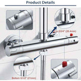 Darrahopens Home & Garden > Bathroom Accessories > Shower Accessories Thermostatic Shower Mixer 2 Outlets High and Low Anti-Scald Mixer Tap in Chrome Brass for Bathroom Bathtub In Australia - Darrahopens