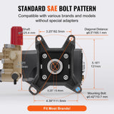 Darrahopens Home & Garden > Bathroom Accessories > Shower Accessories VEVOR Pressure Washer Pump, 1" Shaft Horizontal Triplex Plunger, 4000 PSI, 4.0GPM, Replacement Power Washer Pumps Kit with Hardware, Compatible with Simpson MorFlex 40224, 40225, 40226, Santoprene