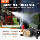 Darrahopens Home & Garden > Bathroom Accessories > Shower Accessories VEVOR Pressure Washer Pump, 1" Shaft Horizontal Triplex Plunger, 4000 PSI, 4.0GPM, Replacement Power Washer Pumps Kit with Hardware, Compatible with Simpson MorFlex 40224, 40225, 40226, Santoprene