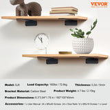 Darrahopens Home & Garden > Bathroom Accessories > Shower Accessories VEVOR Shelf Bracket, 16cmL x 10cmW x 4.5cmH 6 Pcs, Heavy Duty Floating Shelf Brackets, Brackets for Shelves, 5mm Thick Matte Black L Shelf Bracket,Steel Shelving Brackets with 72.6 kg Load Capacity