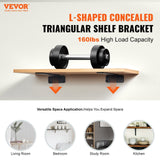 Darrahopens Home & Garden > Bathroom Accessories > Shower Accessories VEVOR Shelf Bracket, 21cmL x 10cmW x 4.5cmH 6 Pcs, Heavy Duty Floating Shelf Brackets, Brackets for Shelves, 5mm Thick Matte Black L Shelf Bracket,Steel Shelving Brackets with 72.6 kg Load Capacity