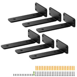 Darrahopens Home & Garden > Bathroom Accessories > Shower Accessories VEVOR Shelf Bracket, 21cmL x 10cmW x 4.5cmH 6 Pcs, Heavy Duty Floating Shelf Brackets, Brackets for Shelves, 5mm Thick Matte Black L Shelf Bracket,Steel Shelving Brackets with 72.6 kg Load Capacity