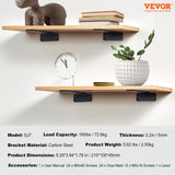 Darrahopens Home & Garden > Bathroom Accessories > Shower Accessories VEVOR Shelf Bracket, 21cmL x 10cmW x 4.5cmH 6 Pcs, Heavy Duty Floating Shelf Brackets, Brackets for Shelves, 5mm Thick Matte Black L Shelf Bracket,Steel Shelving Brackets with 72.6 kg Load Capacity
