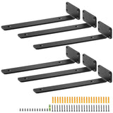 Darrahopens Home & Garden > Bathroom Accessories > Shower Accessories VEVOR Shelf Bracket, 31cmL x 10cmW x 4.5cmH 6 Pcs, Heavy Duty Floating Shelf Brackets, Brackets for Shelves, 5mm Thick Matte Black L Shelf Bracket,Steel Shelving Brackets with 72.6 kg Load Capacity