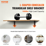 Darrahopens Home & Garden > Bathroom Accessories > Shower Accessories VEVOR Shelf Bracket, Heavy Duty Floating Shelf Brackets 25.6 x 15.5 cm, 4 Pcs Brackets for Shelves, 5mm Thick Matte Black L Shelf Bracket,Steel Shelving Brackets with 72.6 kg Load Capacity