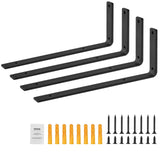 Darrahopens Home & Garden > Bathroom Accessories > Shower Accessories VEVOR Shelf Bracket, Heavy Duty Floating Shelf Brackets 25.6 x 15.5 cm, 4 Pcs Brackets for Shelves, 5mm Thick Matte Black L Shelf Bracket,Steel Shelving Brackets with 72.6 kg Load Capacity