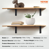 Darrahopens Home & Garden > Bathroom Accessories > Shower Accessories VEVOR Shelf Bracket, Heavy Duty Floating Shelf Brackets 25.6 x 15.5 cm, 4 Pcs Brackets for Shelves, 5mm Thick Matte Black L Shelf Bracket,Steel Shelving Brackets with 72.6 kg Load Capacity