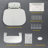 Darrahopens Home & Garden > Bathroom Accessories > Shower Accessories Wall Mounted Folding Shower Seat 440 lbs Load-Bearing – ABS Material Bathroom Stool with Stainless Steel Frame, Foldable 90° for Sauna, Hospital, Home Use (White)