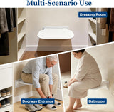Darrahopens Home & Garden > Bathroom Accessories > Shower Accessories Wall Mounted Folding Shower Seat 440 lbs Load-Bearing – ABS Material Bathroom Stool with Stainless Steel Frame, Foldable 90° for Sauna, Hospital, Home Use (White)