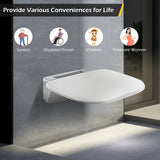 Darrahopens Home & Garden > Bathroom Accessories > Shower Accessories Wall Mounted Folding Shower Seat 440 lbs Load-Bearing – ABS Material Bathroom Stool with Stainless Steel Frame, Foldable 90° for Sauna, Hospital, Home Use (White)