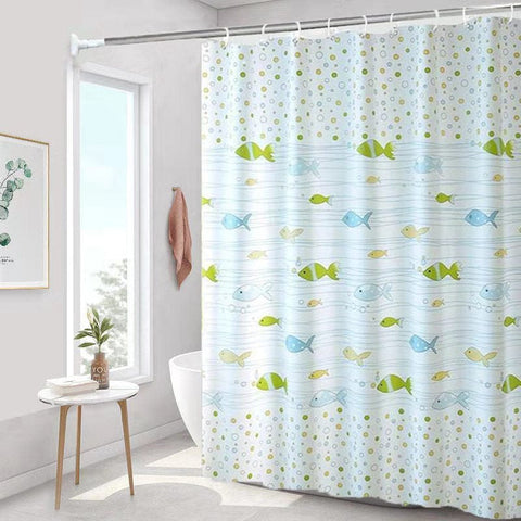 Darrahopens Home & Garden > Bathroom Accessories > Shower Accessories Waterproof Mildew-Resistant Shower Curtain Fresh Fish Single 200x240 cm with Suspension Rings P 200*240+ring