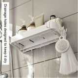 Darrahopens Home & Garden > Bathroom Accessories > Shower Accessories White Set of 2 Shower Shelves with 6 Removable Hooks, No Drilling Required for Bathroom and Kitchen