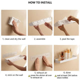 Darrahopens Home & Garden > Bathroom Accessories > Shower Accessories White Set of 2 Shower Shelves with 6 Removable Hooks, No Drilling Required for Bathroom and Kitchen